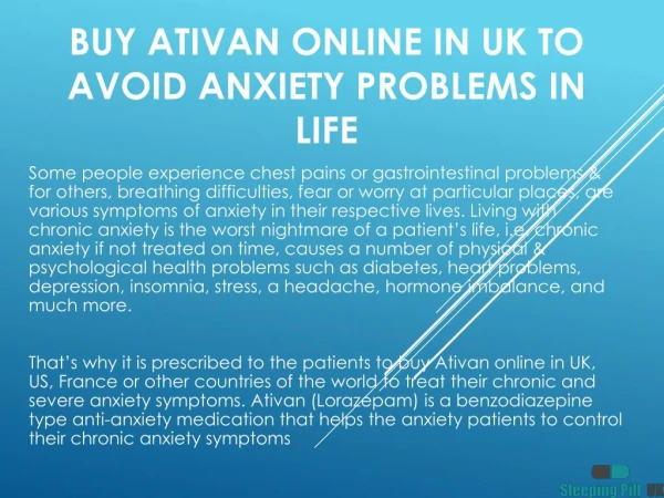Buy Ativan Online in UK to Avoid Anxiety Problems in Life