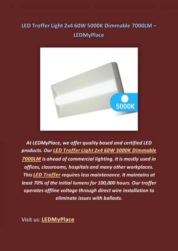LED Troffer Light - LEDMyPlace