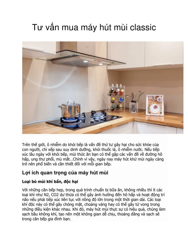 Tư vấn mua máy hút mùi classic