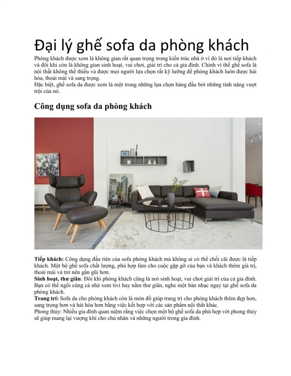 Đại lý ghế sofa da phòng khách