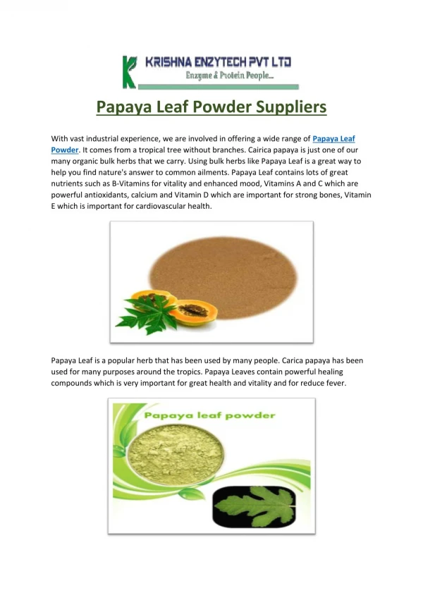 Papaya Leaf Powder Suppliers