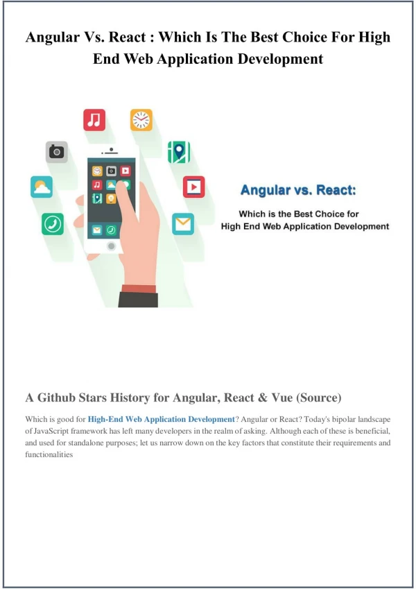 Angular vs. React : Which is the Best Choice for High End Web Application Development