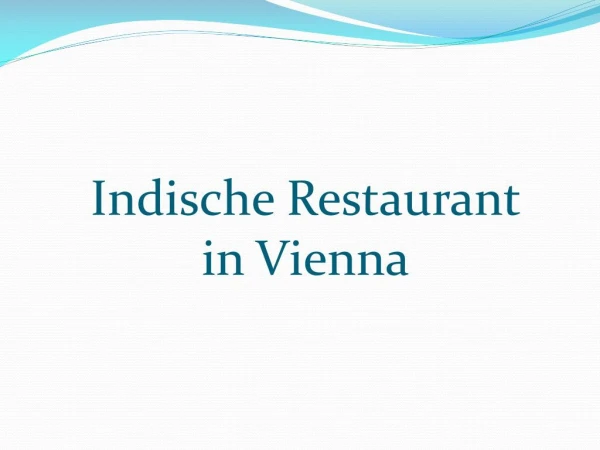 Indische Restaurant in Wien