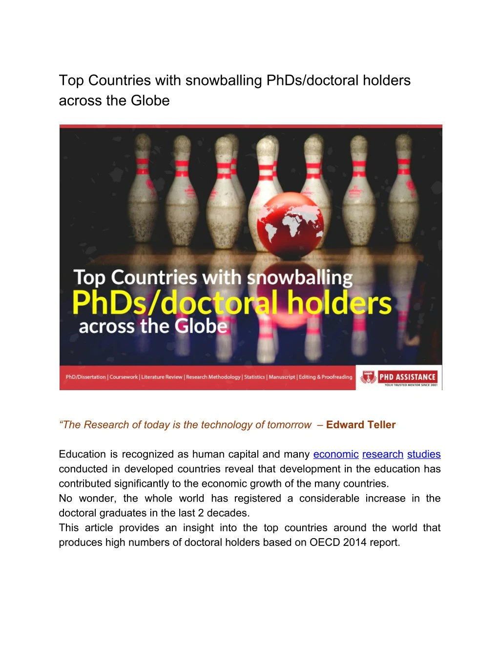 top countries with snowballing phds doctoral