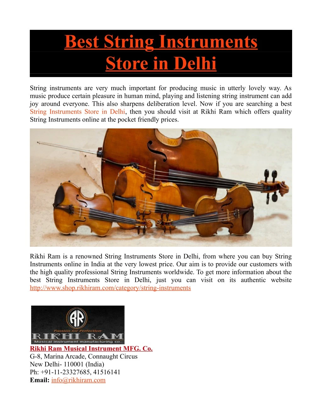 best string instruments store in delhi