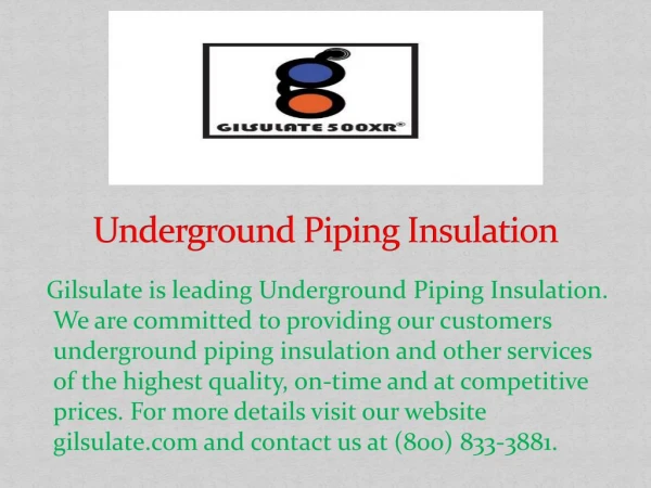 Underground Piping Insulation