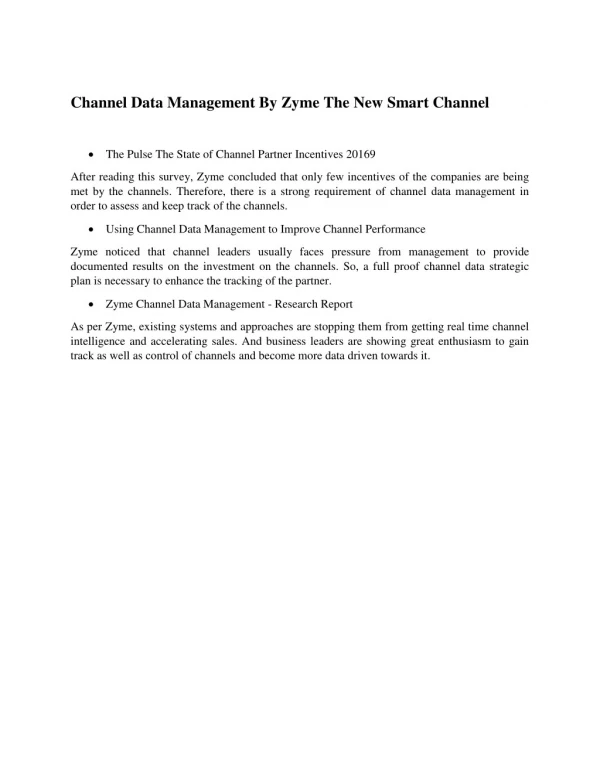 Channel Data Management