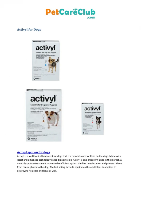 Buy activyl spot on for dogs