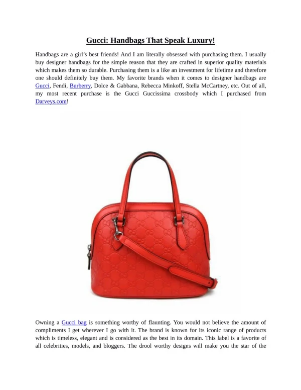 Gucci: Handbags That Speak Luxury!