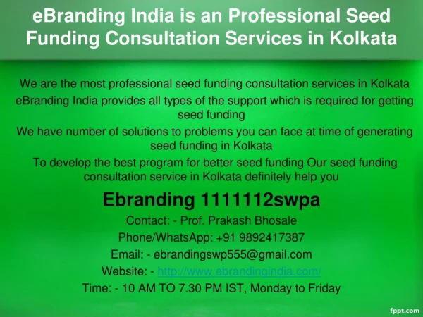 5.eBranding India is an Professional Seed Funding Consultation Services in Kolkata