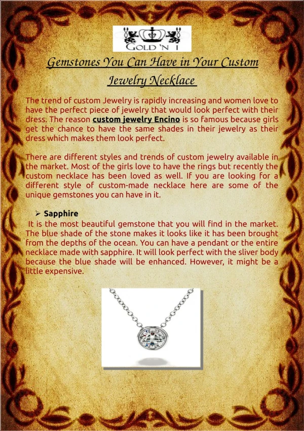Gemstones You Can Have in Your Custom Jewelry Necklace