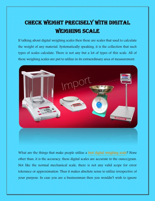 Check Weight Precisely with Digital Weighing Scale
