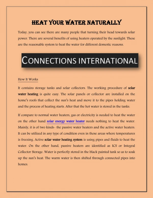 Heat Your Water Naturally