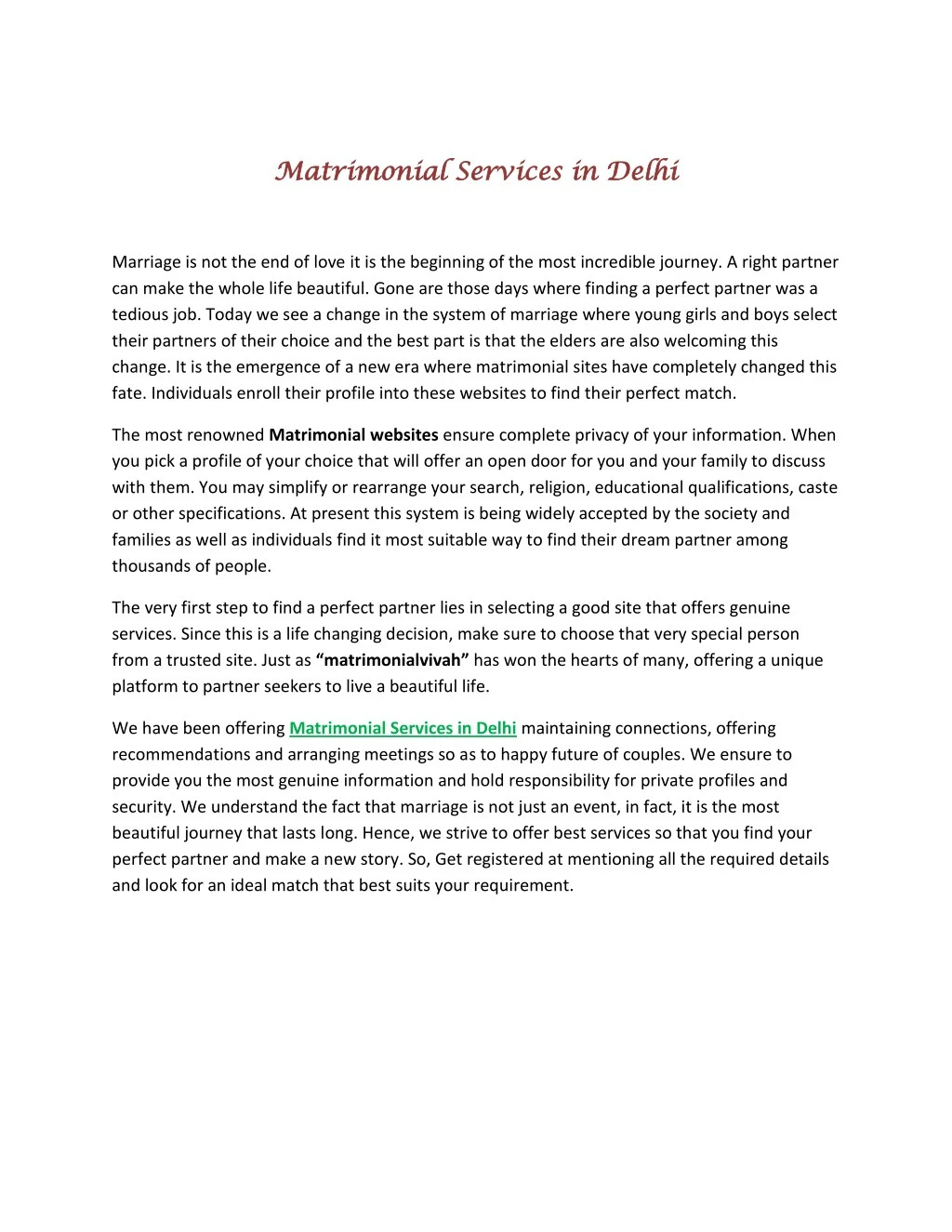 matrimonial services in delhi matrimonial