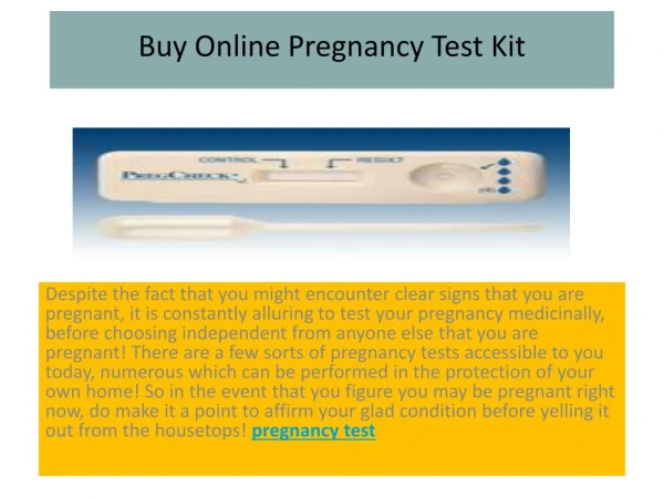 Buy Online Pregnancy Test Kit