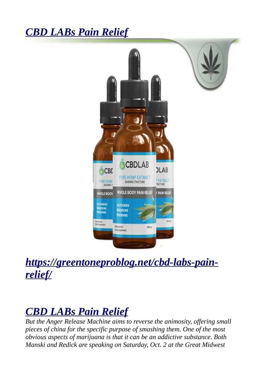 cbd labs pain relief