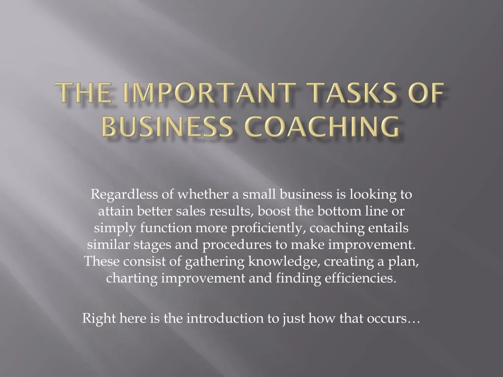 the important tasks of business coaching