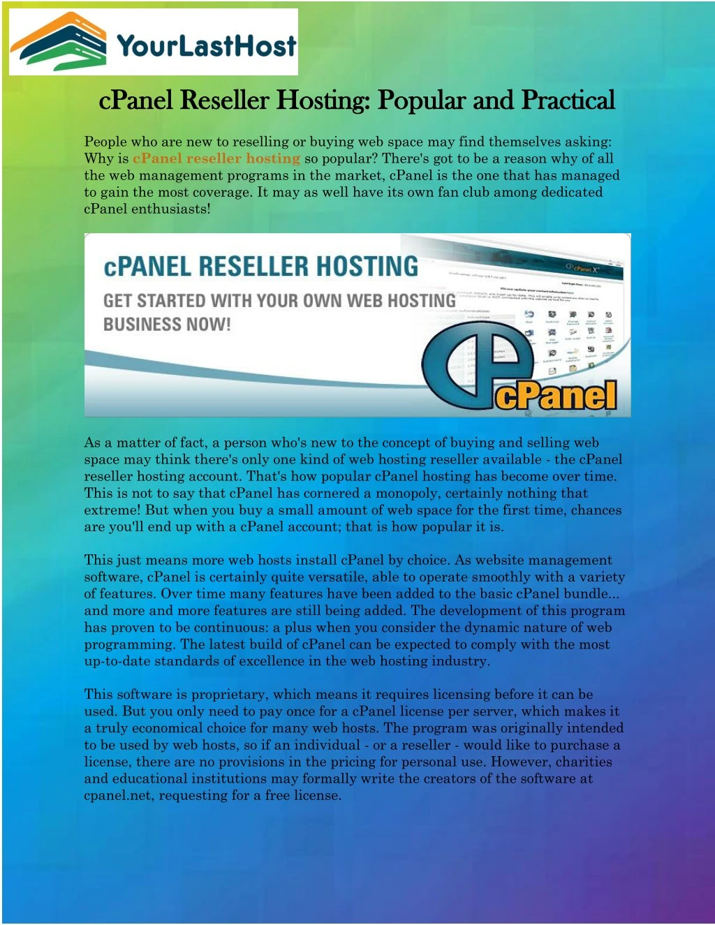 cpanel reseller hosting popular and practical