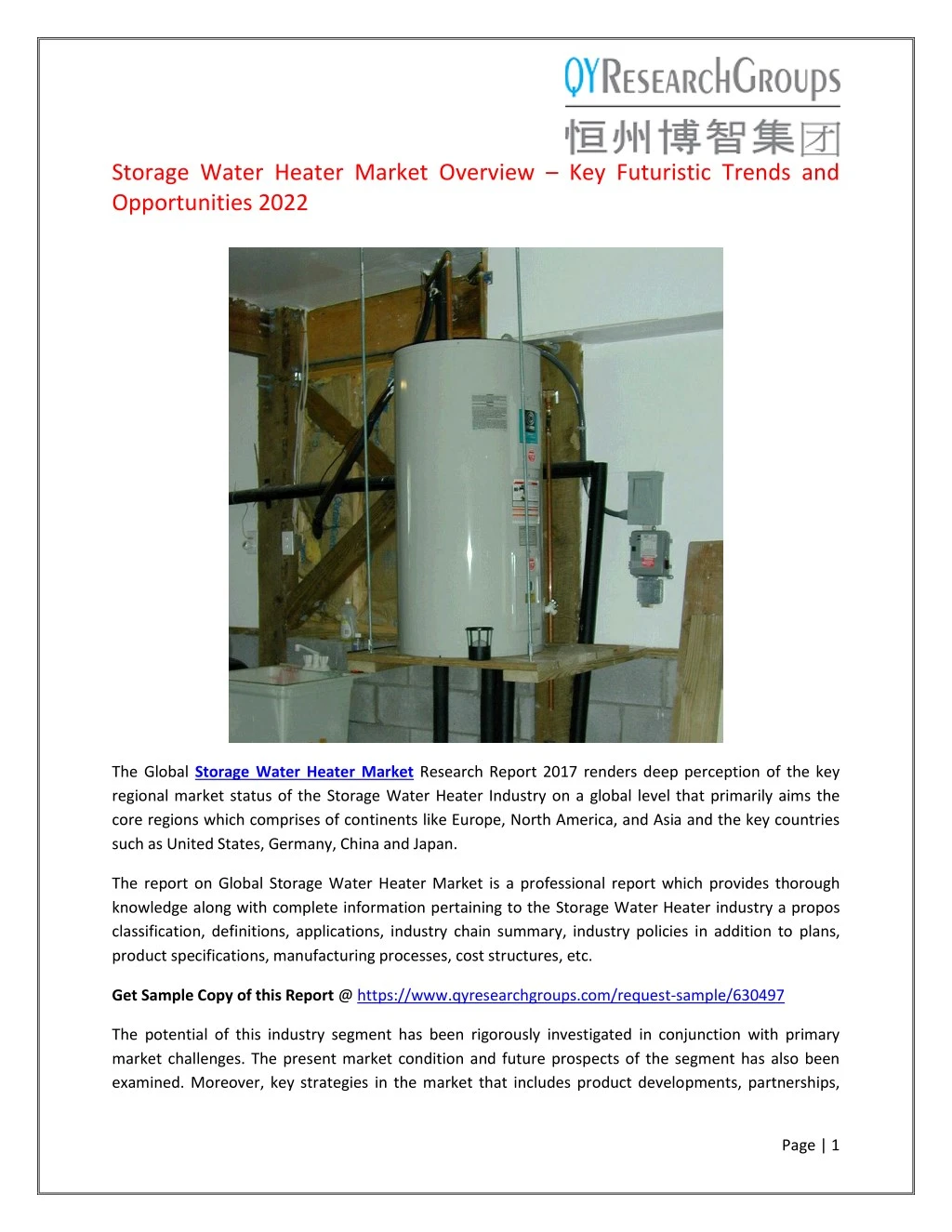 storage water heater market overview