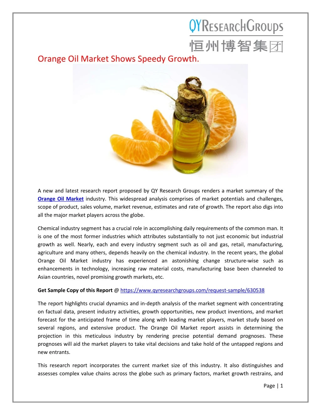 orange oil market shows speedy growth