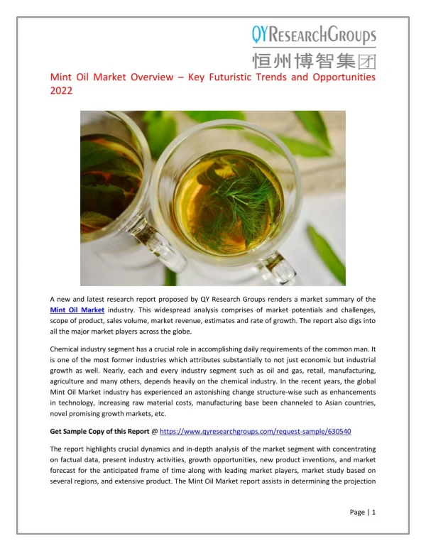 Global Mint Oil Market Research Report 2017