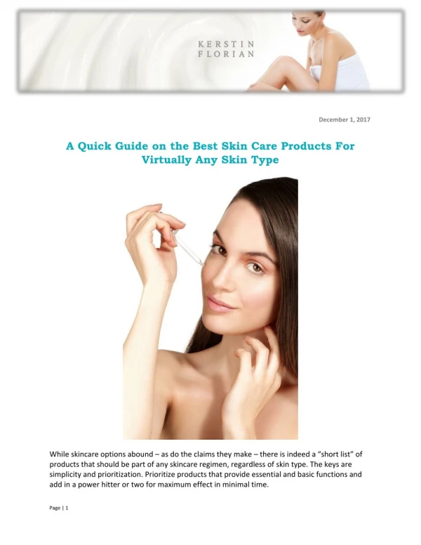 A Quick Guide on the Best Skin Care Products For Virtually Any Skin Type