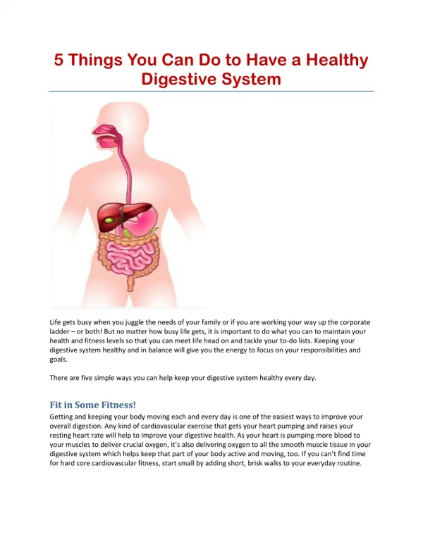 5 Things You Can Do to Have a Healthy Digestive System