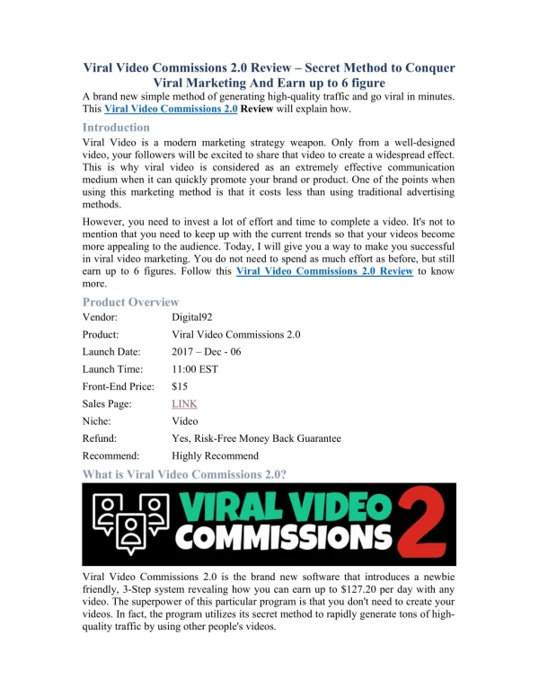 viral video commissions 2 0 review secret method