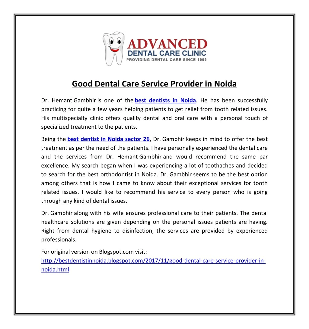 good dental care service provider in noida