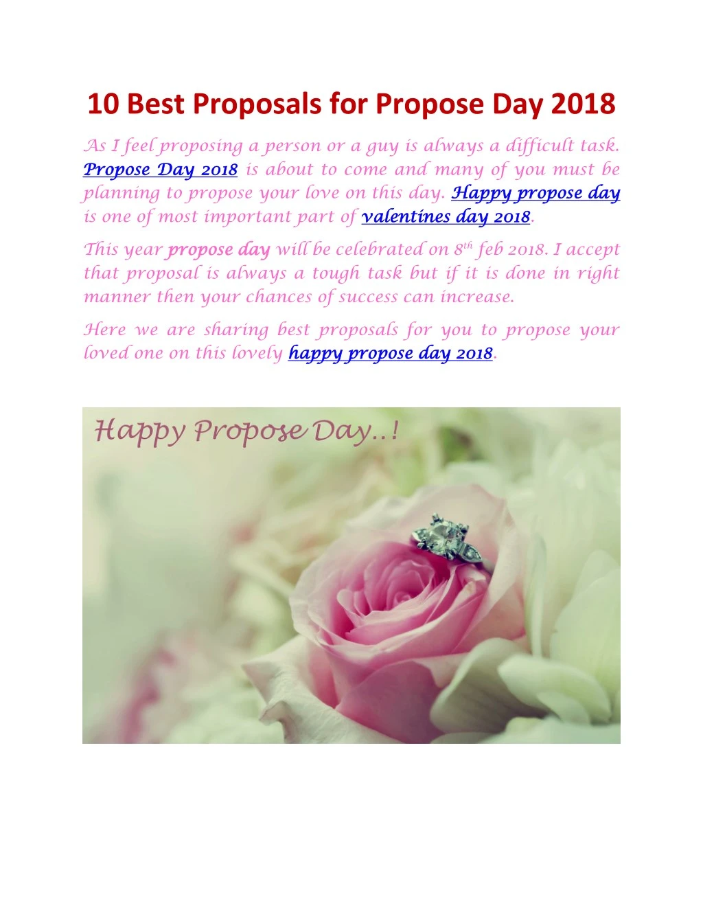 10 best proposals for propose day 2018