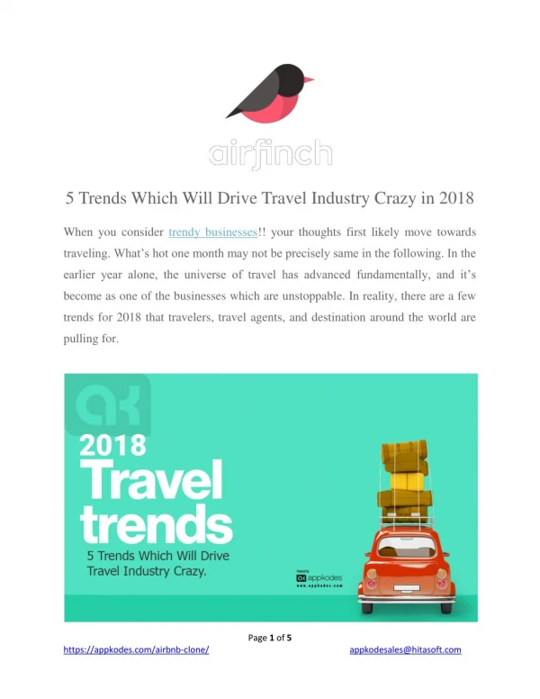 5 Trends Which Will Drive Travel Industry Crazy in 2018