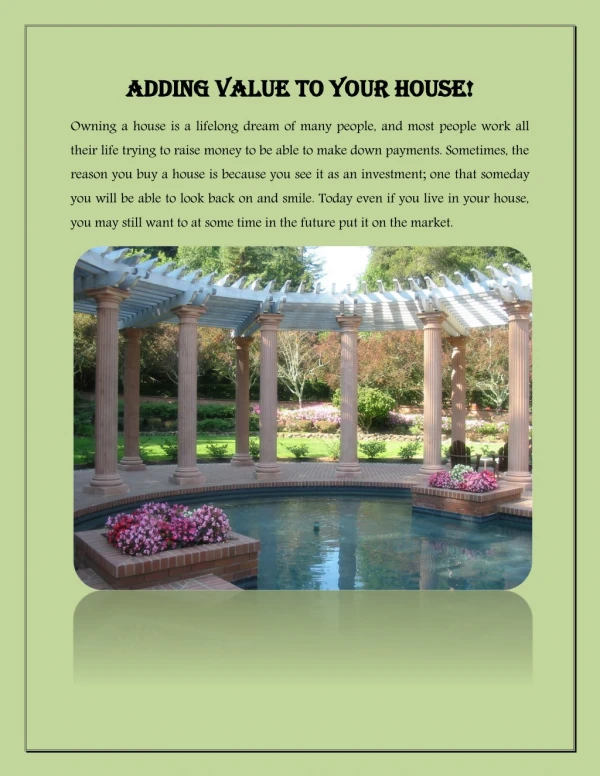 Adding Value To Your House
