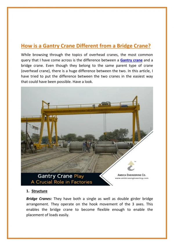 Lifting Mechanism of Gantry Crane