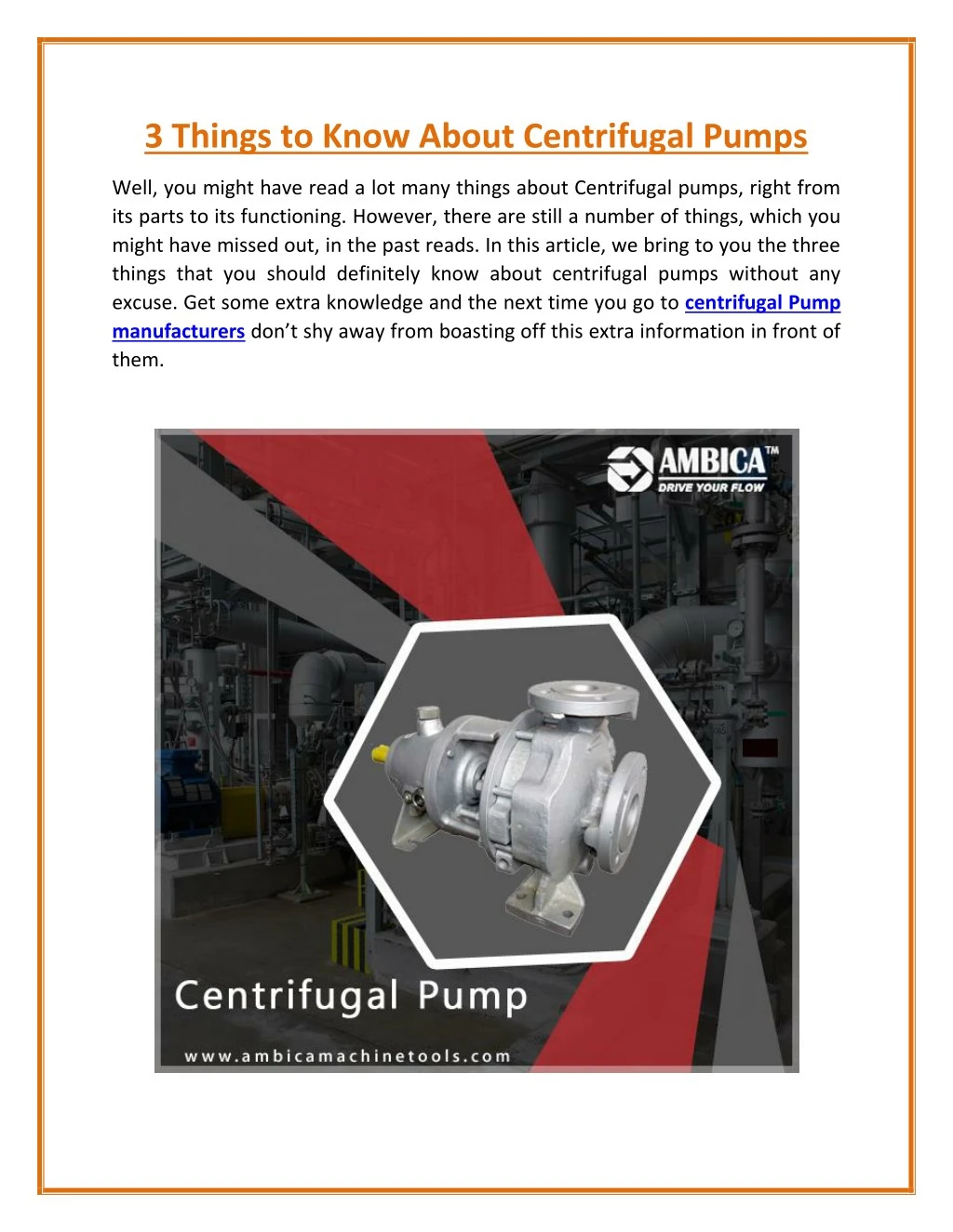 3 things to know about centrifugal pumps
