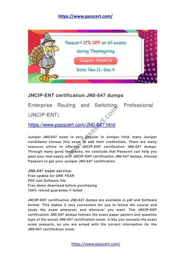 JNCIP-ENT certification JN0-647 dumps