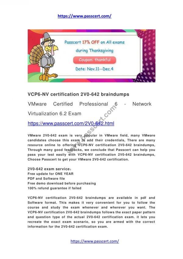 VCP6-NV certification 2V0-642 braindumps