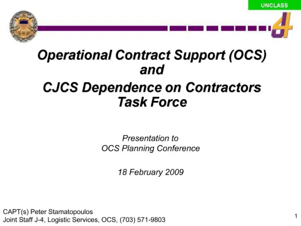 Presentation to OCS Planning Conference 18 February 2009