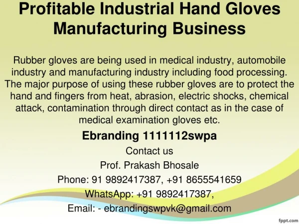 5.Profitable Industrial Hand Gloves Manufacturing Business