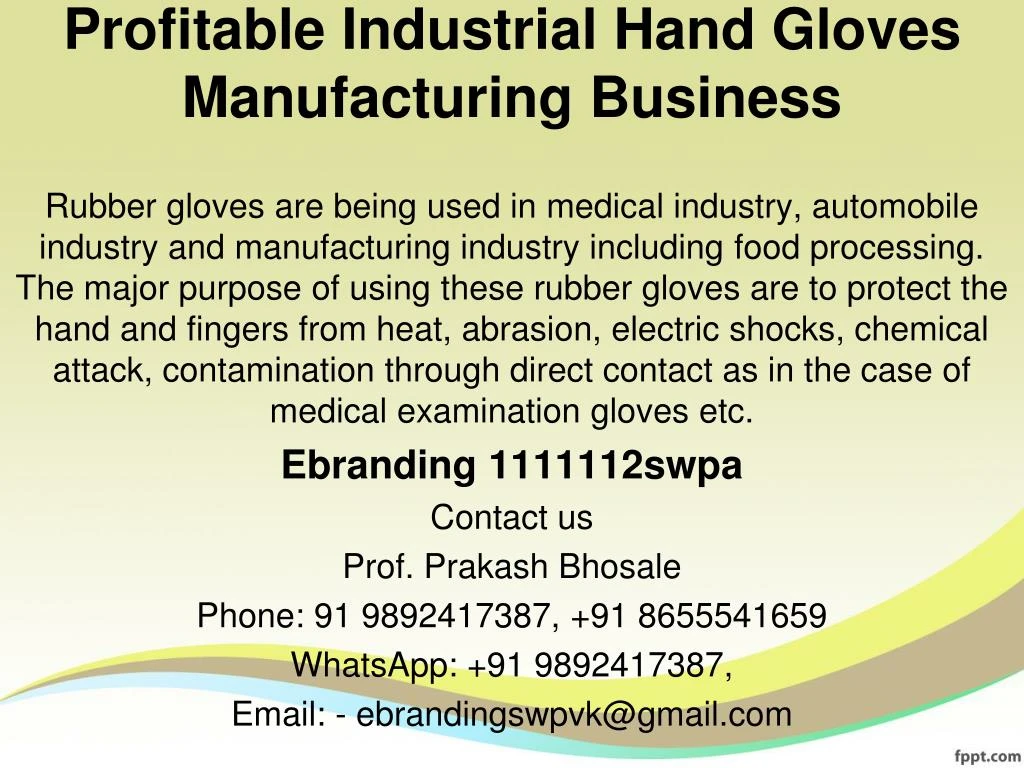 profitable industrial hand gloves manufacturing business