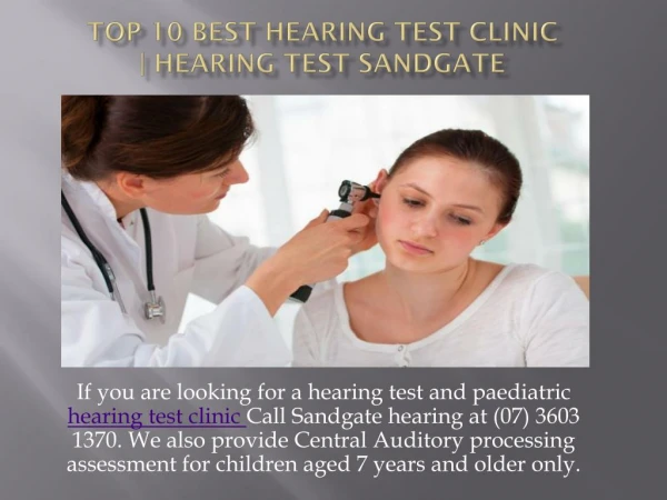 Hearing test clinic 4017 Queensland