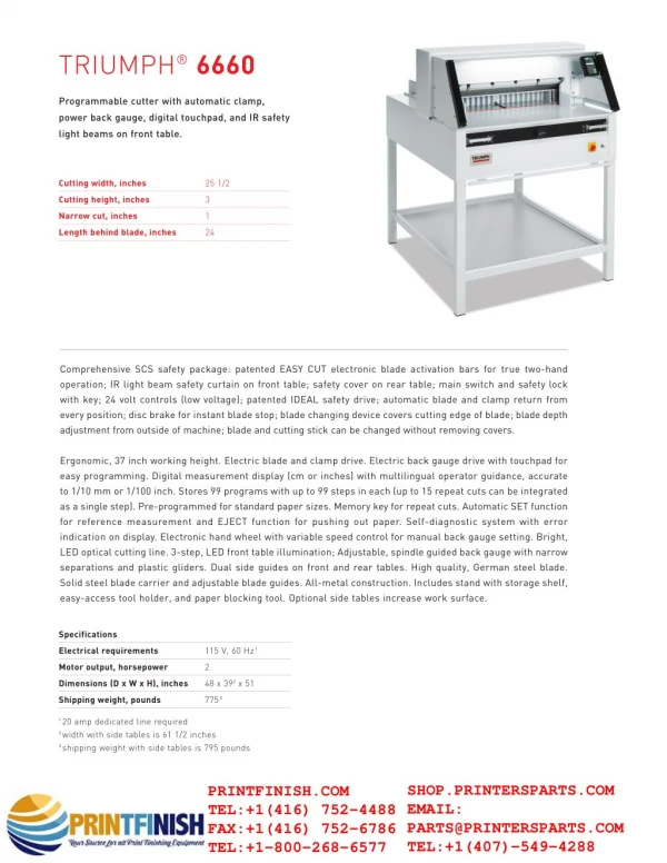 Triumph 6660 Programmable Paper Cutter Machine - Printfinish.com