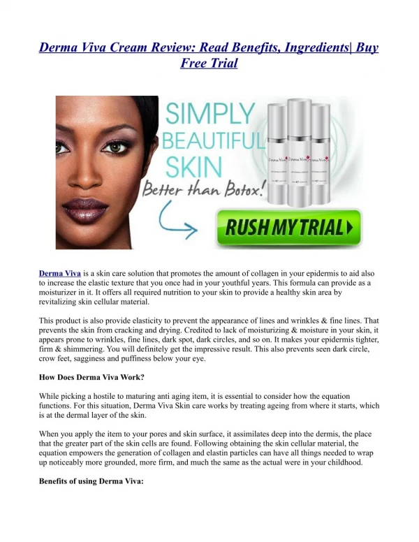 Derma Viva Cream Review: Read Benefits, Ingredients| Buy Free Trial