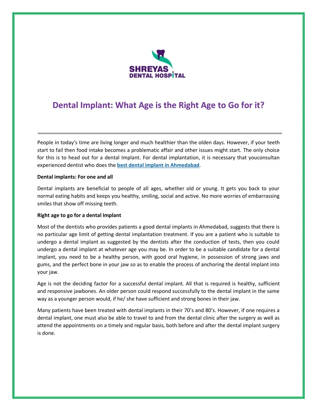 dental implant what age is the right