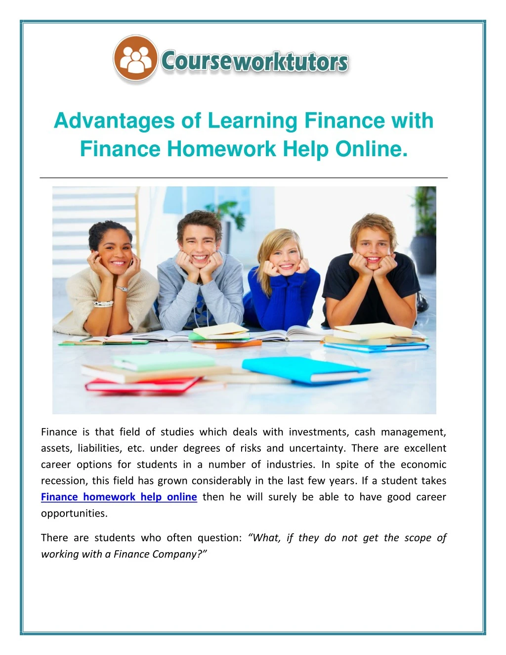 advantages of learning finance with finance