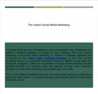 The Useful Social Media Marketing
