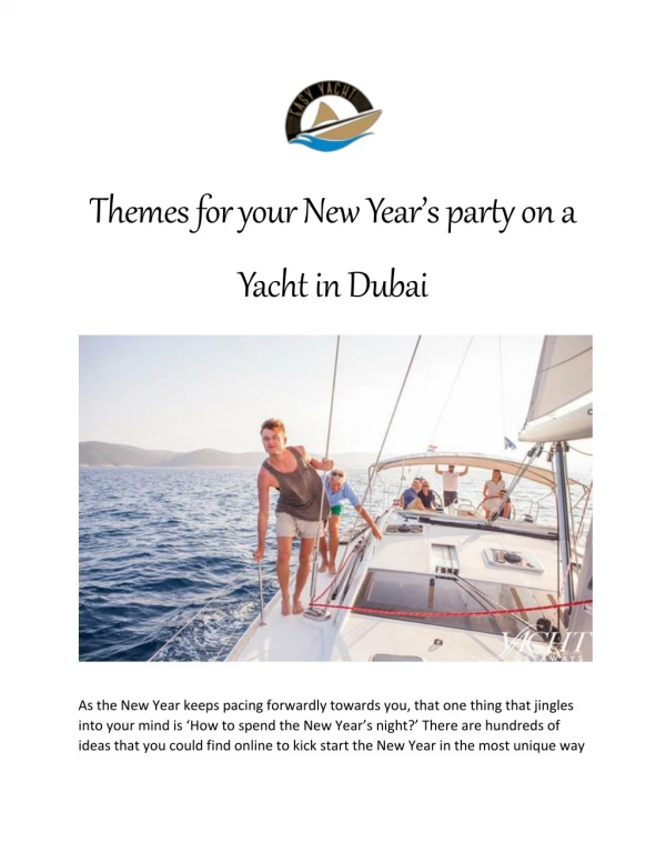 Themes for your New Year’s party on a Yacht in Dubai - Easy Yacht