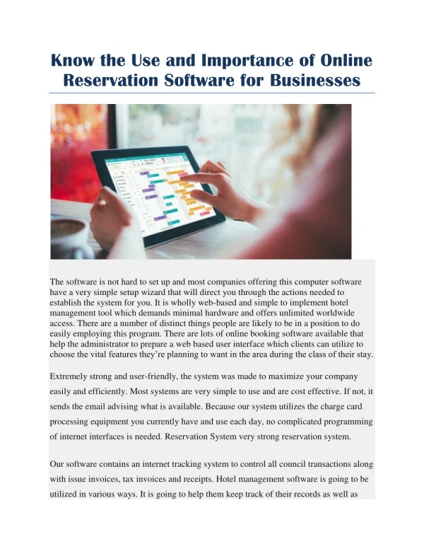 Online reservation software 