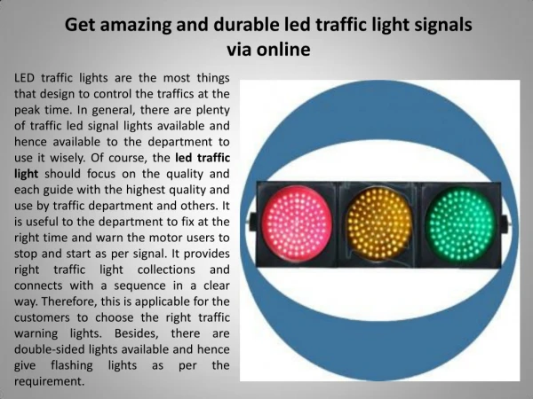Get amazing and durable led traffic light signals via online
