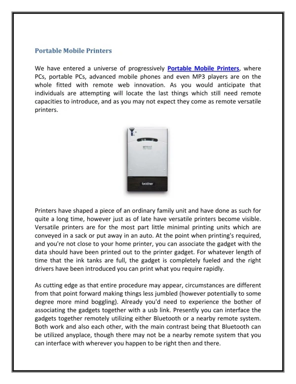 Portable Mobile Printers