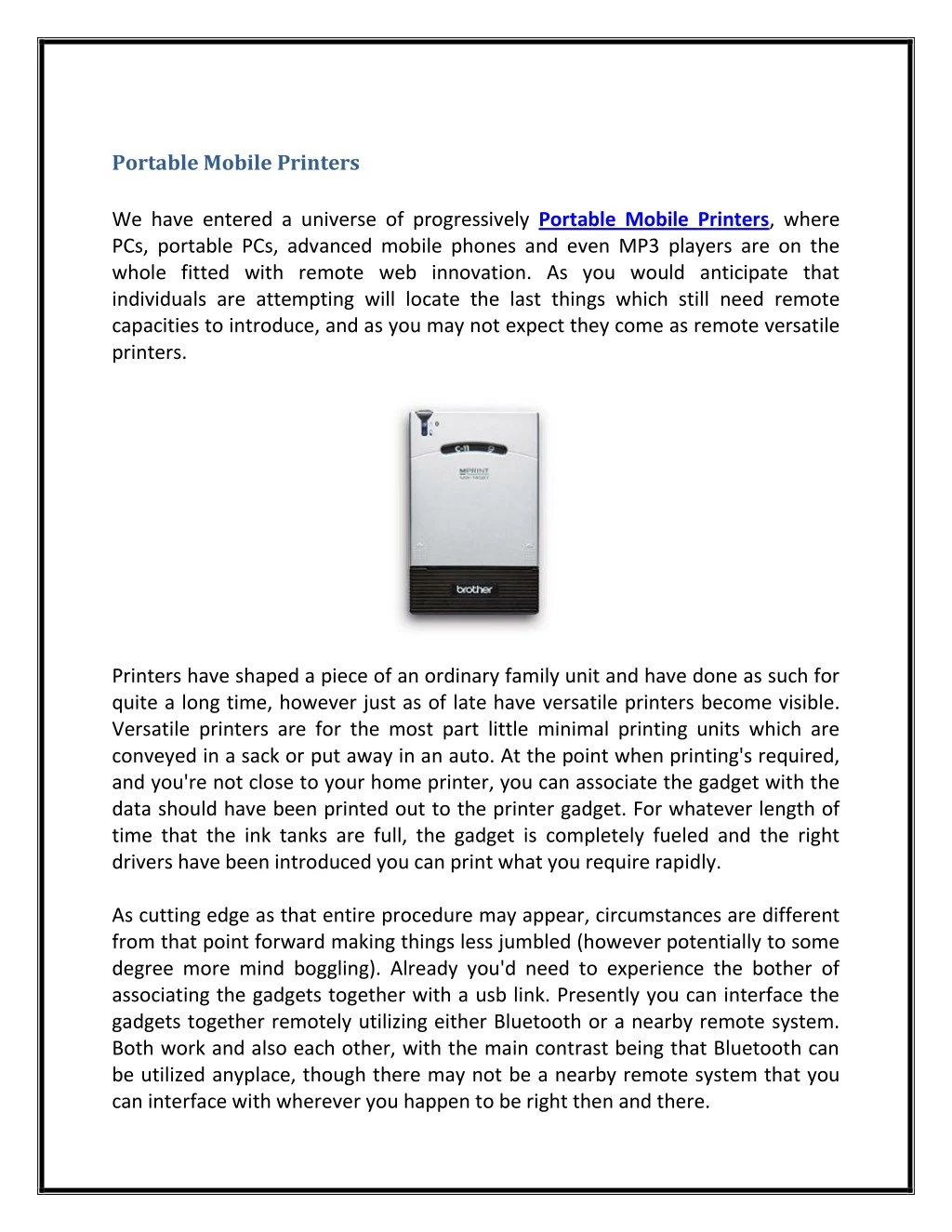 portable mobile printers we have entered